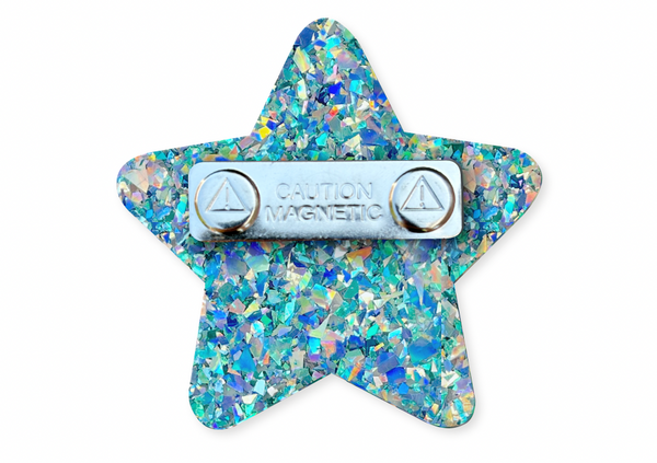 STAR PASTEL BLUE GLITTER - Magnetic Badge (sold separately)