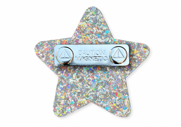 STAR PASTEL PINK IRIDESCENT GLITTER - Magnetic Badge (sold separately)