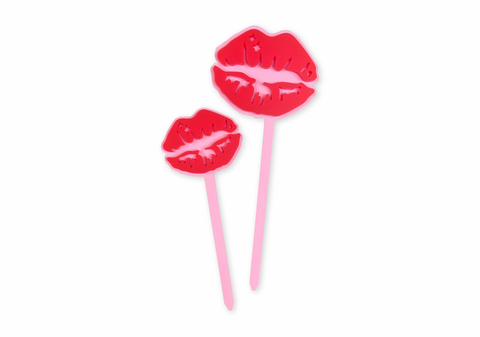 RED + CANDY PINK KISS KISS - Cake Topper Set