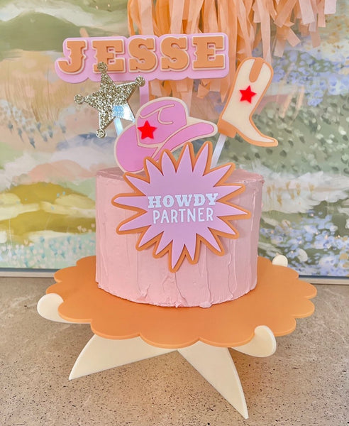 PEACH WESTERN BOOT - Cake Topper or Charm