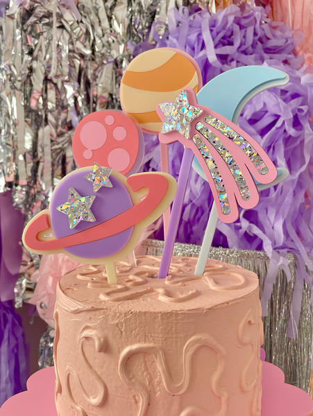 PINKS OUT OF THIS WORLD SPACE - Cake Toppers (sold individually)