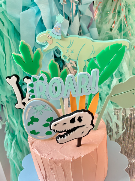 GREENS ROARING PARTY T- REX  | Cake Topper