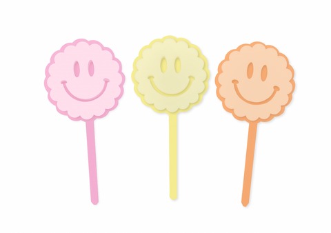 PASTEL FLOWER SMILEY- Cake Toppers (sold individually)