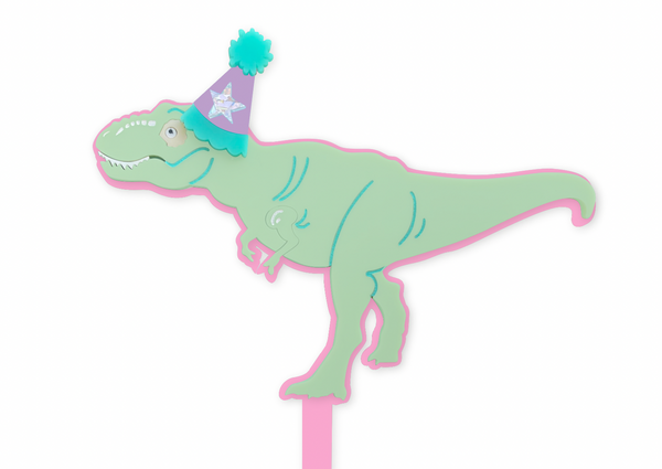 PINKS SMILING PARTY T- REX  | Cake Topper