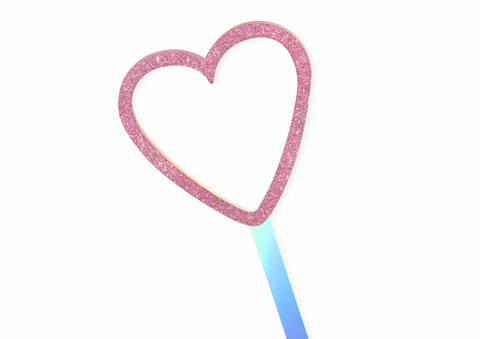 LOVER PINK GLITTER AND IRIDESCENT HEART - Cake Topper