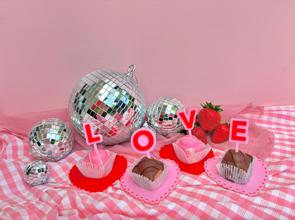 RED + PINK LOVE LETTERS- Cake Topper Set