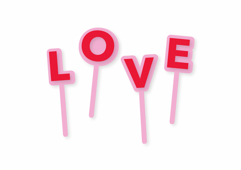 RED + PINK LOVE LETTERS- Cake Topper Set
