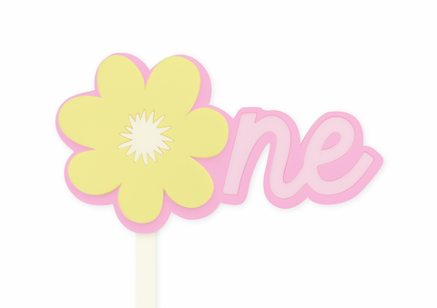 PINK LEMONADE FLOWER ONE - Cake Topper