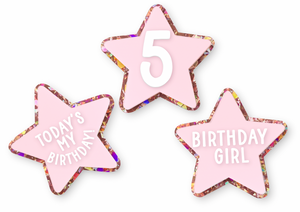 STAR PASTEL PINK GLITTER - Magnetic Badge (sold separately)