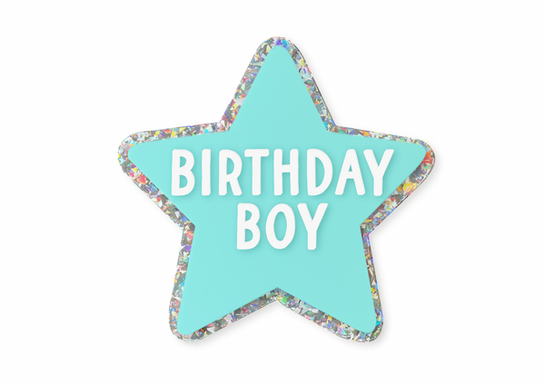 STAR PASTEL MINT IRIDESCENT GLITTER - Magnetic Badge (sold separately)