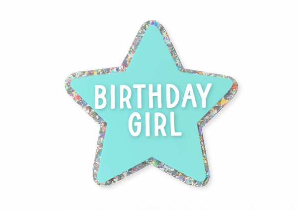STAR PASTEL MINT IRIDESCENT GLITTER - Magnetic Badge (sold separately)