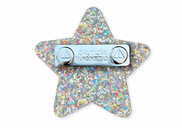 STAR PASTEL PEACH IRIDESCENT GLITTER - Magnetic Badge (sold separately)