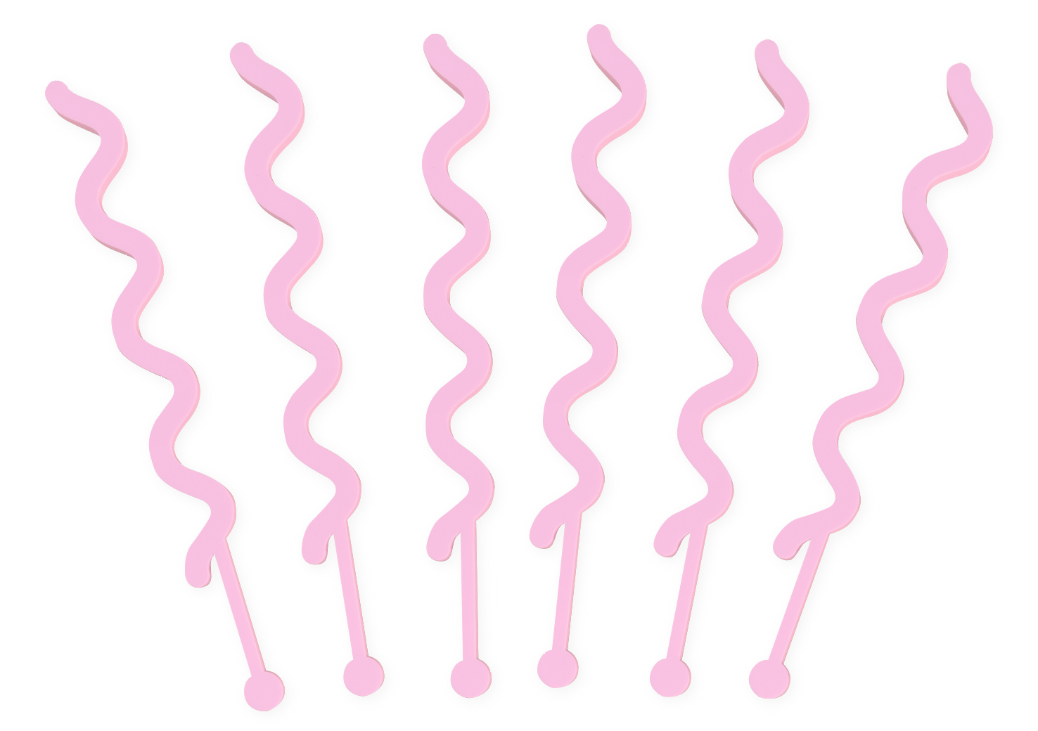 CANDY PINK SQUIGGLE SWIZZLE (set of 6)