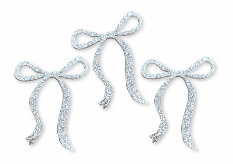 SILVER GLITTER POETIC BOW - Cake Charm Set (3)