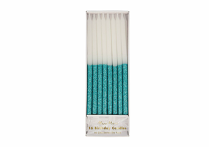 Mint Glitter Dipped Candles (set of 16) | MERI MERI