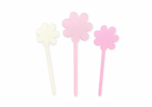 acrylic flower cake toppers in pink and cream