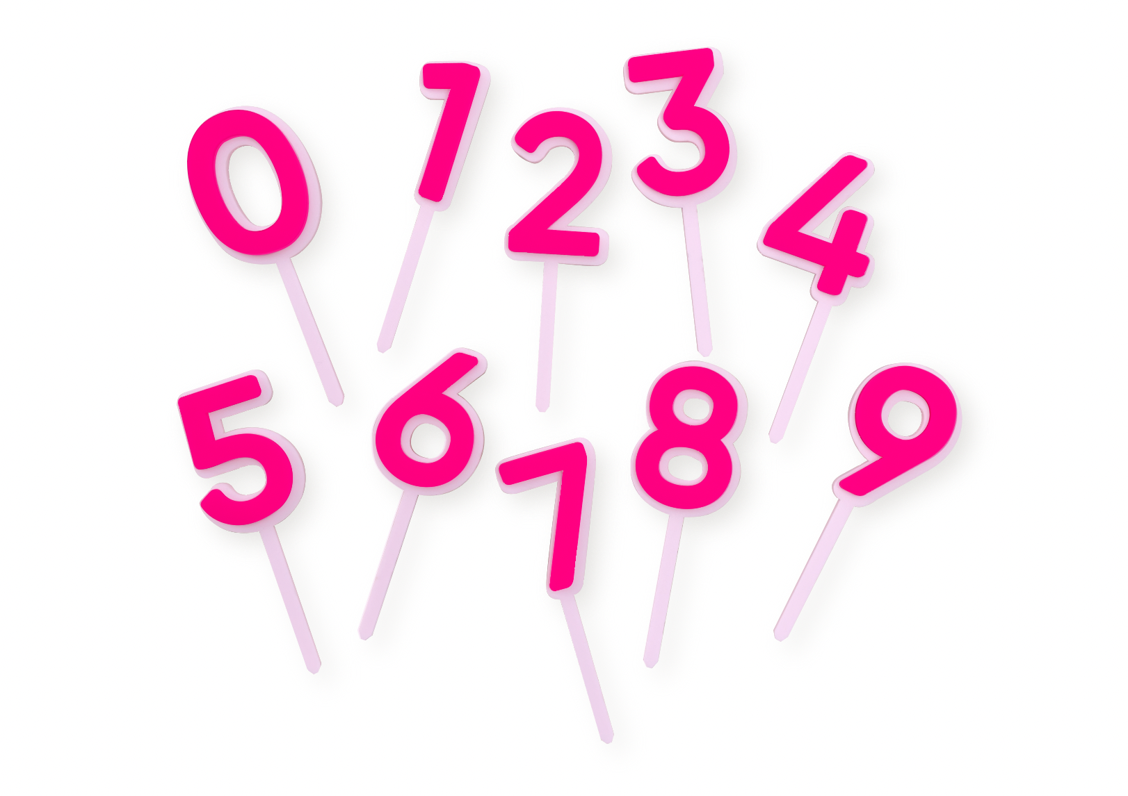 HOT PINK AND PALE PINK SHADOW NUMBER - Cake Topper